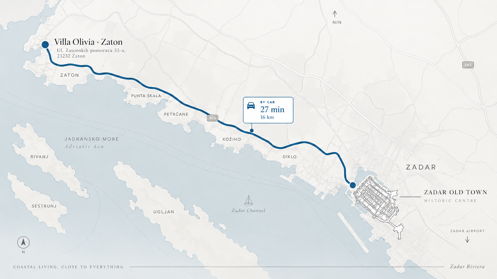 Villa Olivia location in Zaton